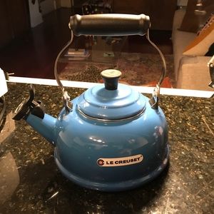 Le Creuset whistling tea kettle Marseilles blue